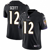 Nike Men & Women & Youth Ravens 12 Jaleel Scott Black NFL Vapor Untouchable Limited Jersey,baseball caps,new era cap wholesale,wholesale hats